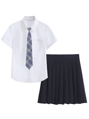 Японская летняя осенняя студенческая юбка в складку, форма для школьников, комплект, короткий рукав, для средней школы, полный комплект