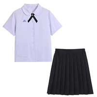 Рубашка, черная мини-юбка, галстук-бабочка