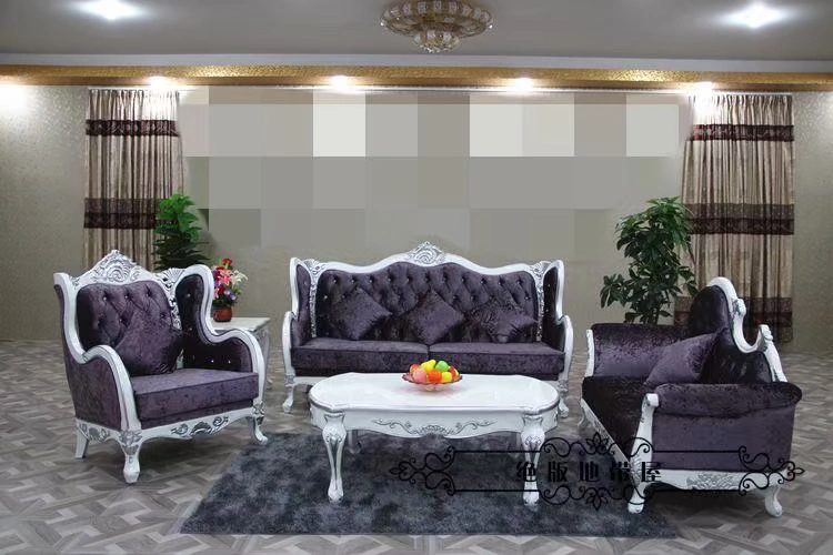 Sofa phong cách châu Âu kết hợp đồ gỗ rắn phòng khách sofa vải căn hộ nhỏ tân cổ điển sofa khách sạn câu lạc bộ sofa - Nội thất khách sạn