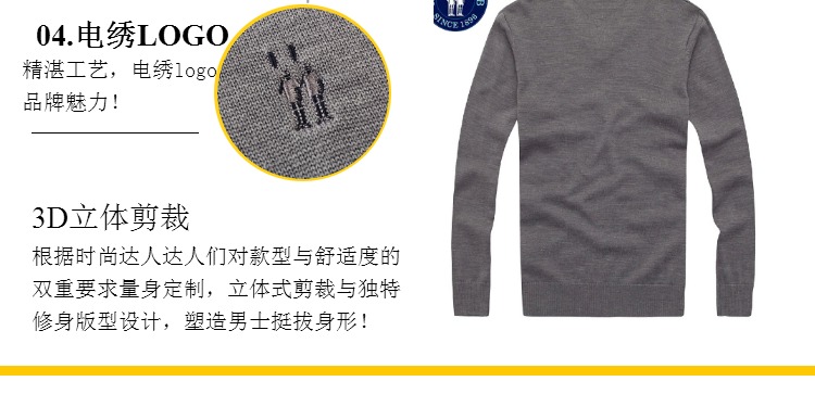 Áo len nam tay dài cổ chữ V của REGATTACLUB áo len cổ lọ chạm đáy áo len mùa thu đông 2017 mới áo unisex