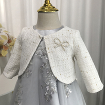 Small fragrant style coat vest dress accessories stylish baby one-year-old dress female matching small coat white shawl winter