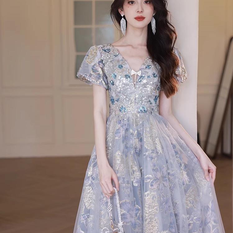 Plus-Size Evening Dress for Women 2026 New Style, Elegant and High-End Light Luxury Hostess Dress for Adults, Suitable for Talent Shows and Coming-Of-Age Ceremonies, with a Sense of Sophistication