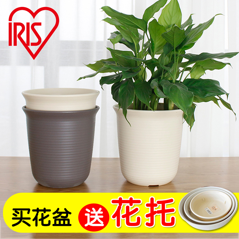 IRIS Flower Pot Plastic Large Size Small Multimeat Plant Thickened Imitation Ceramic Resin Gold GAlice Creative Balcony