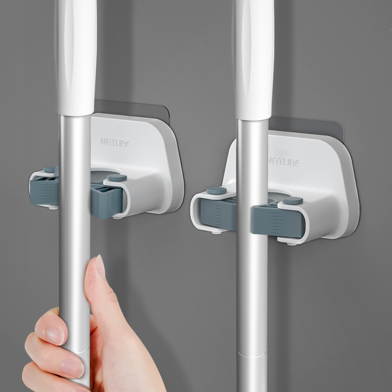 Mop Hooks Free to punch mop clips Makeup Room Powerful Sticky Hook No marks Wall-mounted Stickler Grip