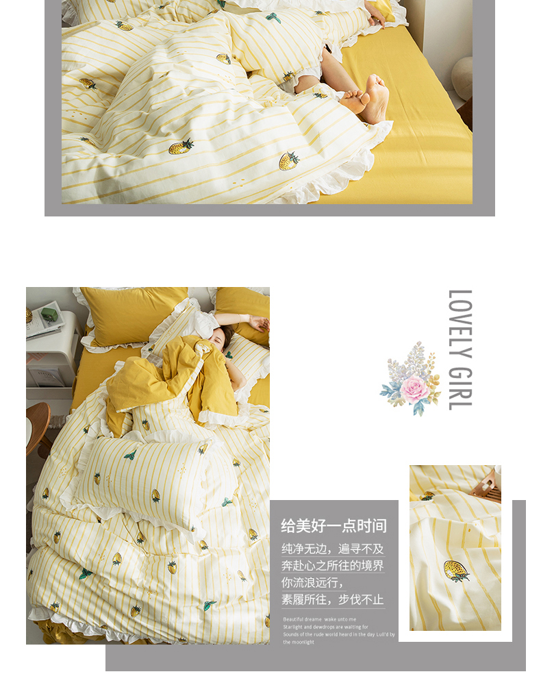 Huahuagong subnet bông đỏ bộ đồ giường bốn mảnh cotton Bắc Âu gió tấm chăn bao gồm ba mảnh - Bộ đồ giường bốn mảnh gối mền 2 trong 1