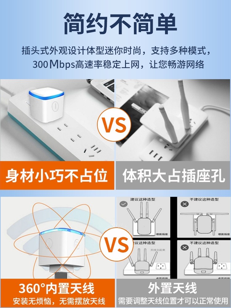 Wifi Signal Booster Amplifier USB Repeater Home Router Network Wireless Receiver Mini Mobile Hotspot to Wired Signal Extender Whole House Coverage Enhancement Wifi Wall-Penetrating