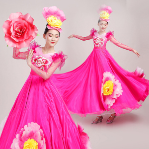 petals flamenco dresses for women Opening dance big swing skirt adult female flower blooming dance performance dress stage performance Costume