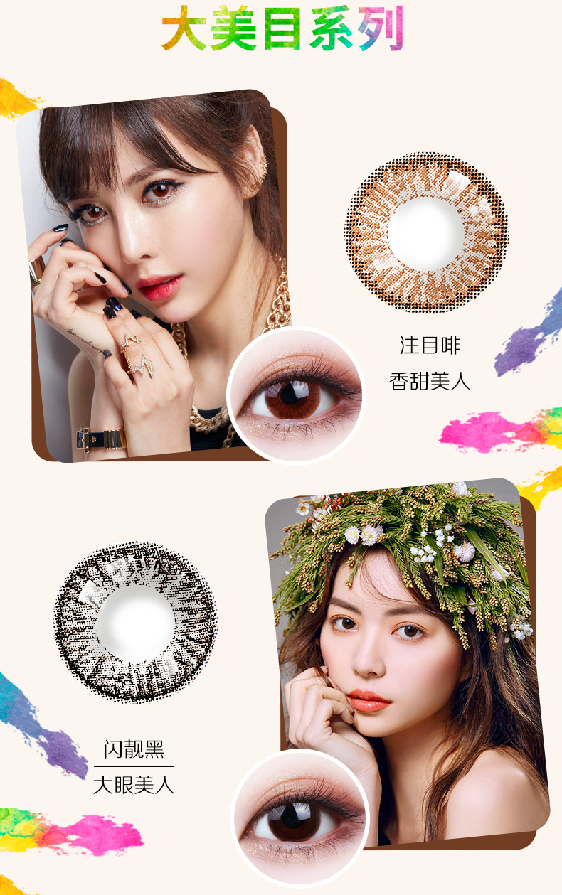 (Doanh số tháng 1) Fiscon hỗn hợp ngày làm đẹp chủng tộc và kính áp tròng màu đường kính 60 miếng mắt ẩn - Kính đeo mắt kính kính chống ánh sáng xanh