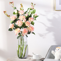 Simulation rose fake flower bouquet living room decoration dried flower plastic ornaments single floor floor homemade flower desktop decoration