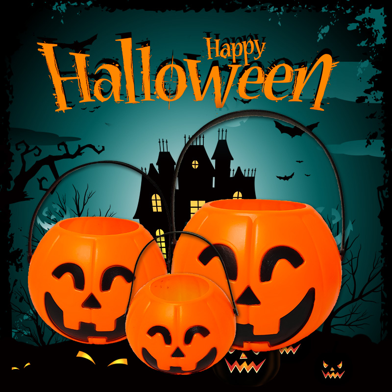 Halloween pumpkin lantern pumpkin barrel ghost festival children's hand candy jar bar luminous pumpkin decoration props