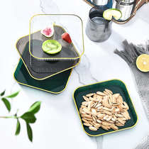 Spitting bone plate household light luxury table garbage plate small plate anti-drop square fruit snack plate snack dried fruit plate