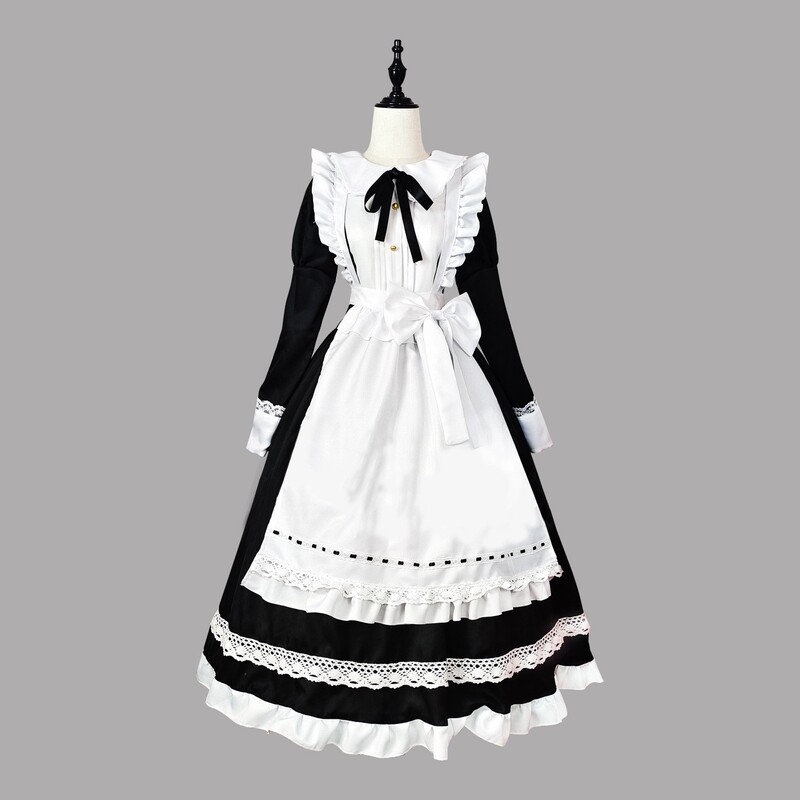 Traditional Maid Long Dress Long-Sleeved Maid Outfit Cross-Dressing British Butler Cosplay Japanese Uniform Cute Dress