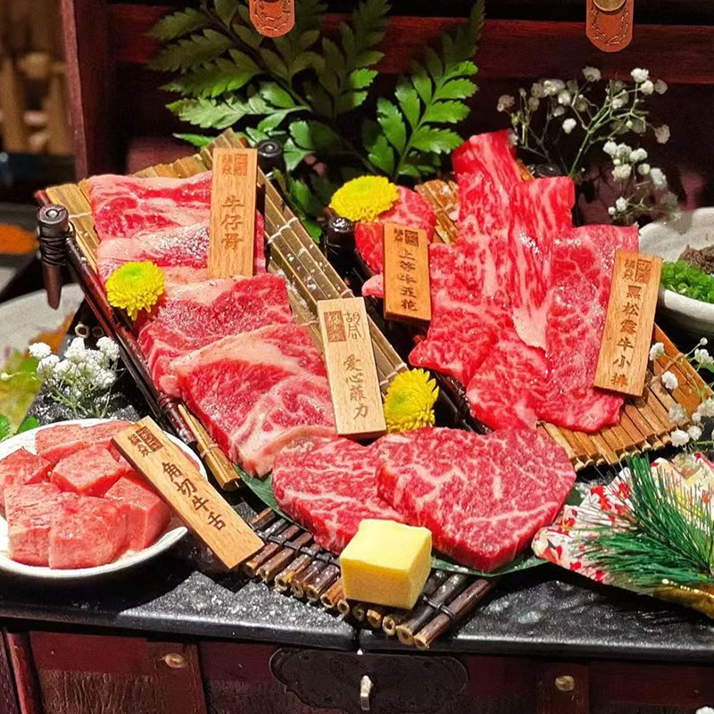 日料店必备：烤肉标签牌与刺身摆盘木标签牌子-定制菜谱/桌牌/台牌-淘宝