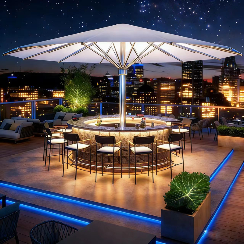 Outdoor Umbrella 7.6m Extra Large Empire Umbrella Beach Landscape Umbrella Middle Pillar with Light Courtyard Villa Square Awning Umbrella