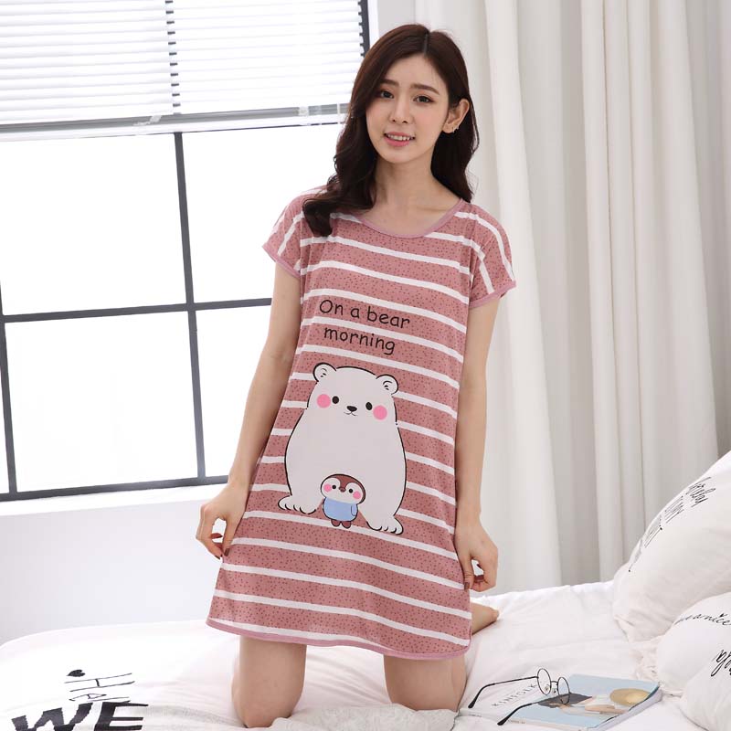 2018 mùa hè mới đồ ngủ nightdress nữ Hàn Quốc phiên bản có thể được đeo bên ngoài nhà dịch vụ ăn mặc bông sinh viên nữ tòa án gió