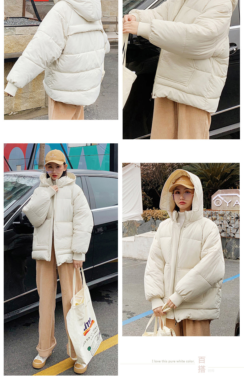 Bánh mì quần áo cotton nữ ngắn in Hàn Quốc phiên bản áo khoác học sinh lỏng lẻo mùa đông 2019 mới bf xuống quần áo cotton thủy triều - Bông áo phao béo ulzzang