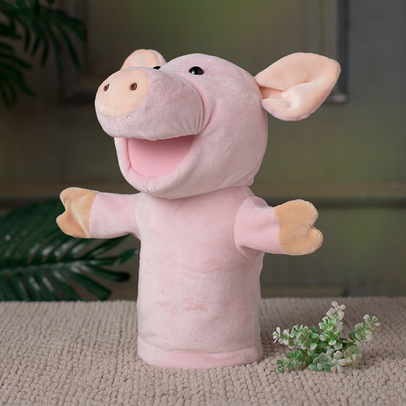 Animal Hand Puppet Toy Plush Pig Set Hand Doll Baby Comfort Doll Kindergarten Interactive Performance Toy
