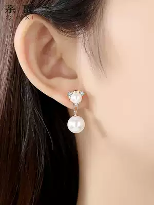 Sterling silver pearl earrings female earrings female temperament Korean personality niche wild 2021 new trend net red earrings