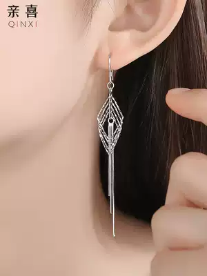 Drop earrings women's sterling silver earrings temperament long version tassels show face thin 2021 new trendy super fairy earrings net red earrings