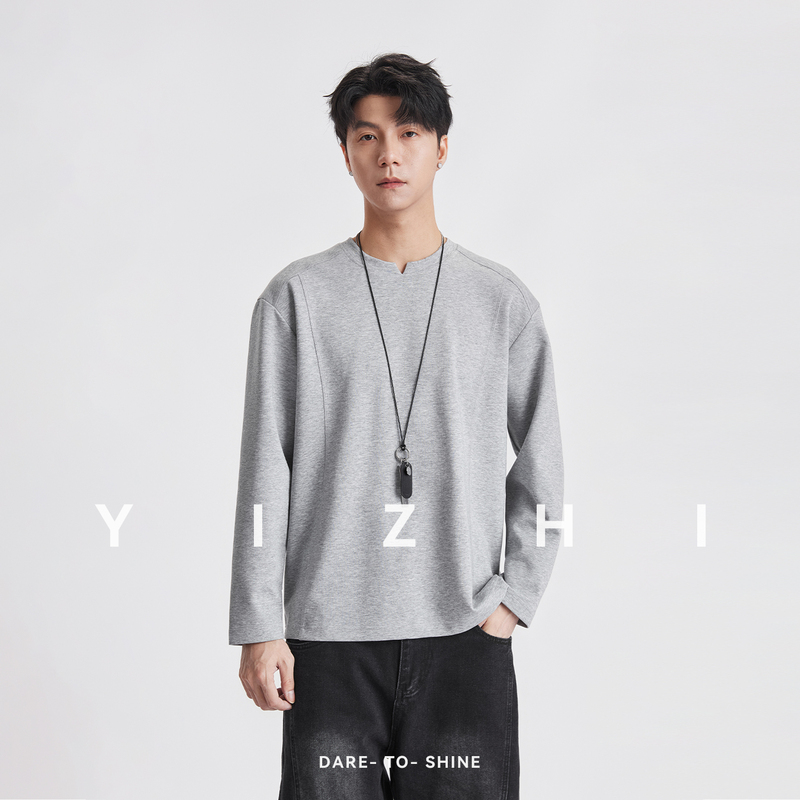 2026 New Model Long-Sleeve T-Shirt for Men with Small V-Neck Cutout, Segmented Long-Sleeve Shirt, Autumn and Winter Design, Base Layer Shirt 2026 New Model Long-Sleeve T-Shirt for Men with Small V-Neck Cutout, Segmented Long-Sleeve Shirt, Autumn and Winter Design, Base Layer Shirt