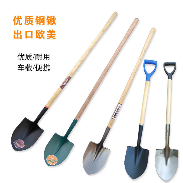 Foreign trade sharp shovel wooden handle shovel agricultural short handle steel shovel long handle manganese steel shovel garden shovel agricultural shovel