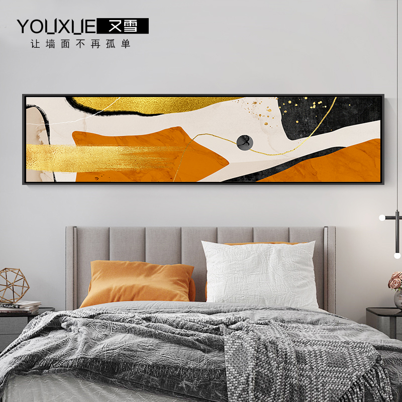 Modern bedroom bedside hanging painting banner crystal porcelain sofa background wall decoration painting living room Nordic style abstract mural