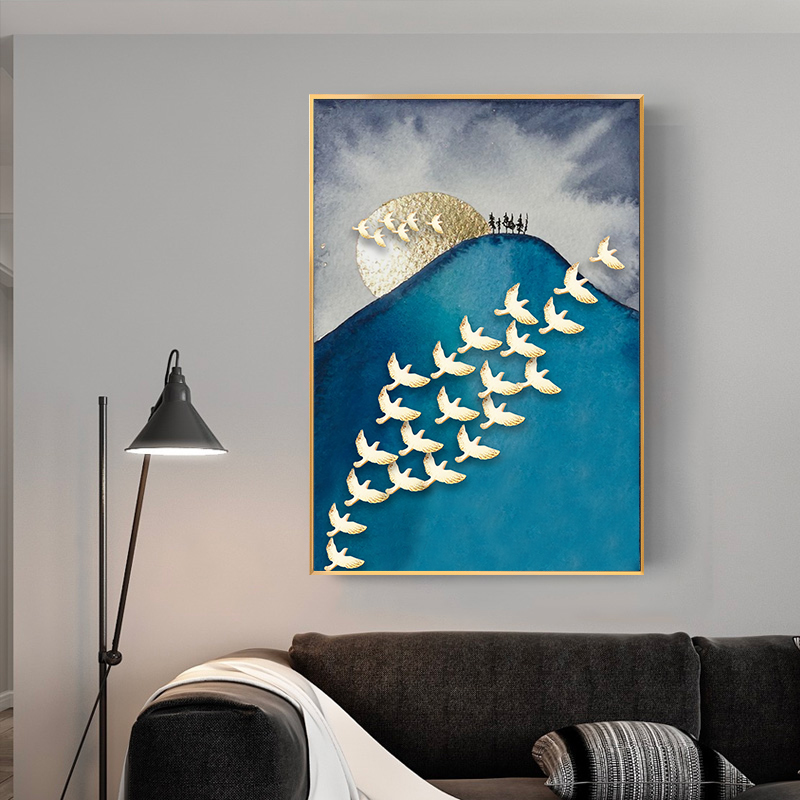 Snow Nordic light extravaganza Luxurious Guan Decoration Painting Modern Minimalist Flying Bird Living Room Hanging Painting Veranda Aisle Aisle Mural Paintings