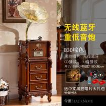 Solid Wood Vintage Gramophone Electric Record Player Antique Pure Copper Large Speaker European Chinese Speaker Nostalgic Streaming Machine