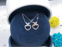 18K Gold Diamond Pendant Cross Heart Shaped Full Diamond Necklace