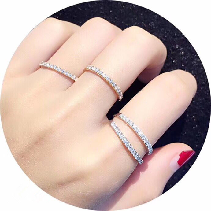 18K gold white yellow rose gold diamond platoon with ring tail ring inlaid and set wedding diamond ring female