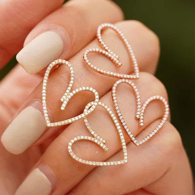 18K Gold Wedding Love Diamond Earrings Earrings Diamond Earrings Pendant Women Natural Real Drill Naked Drill Diamond Ring