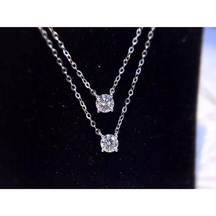 18K Platinum Four Paws Single Drill Diamond Necklace Pendant Women Natural Real Drill Custom