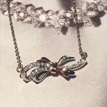 18K Platinum hipster Bow Diamond Necklace Pendant Customized