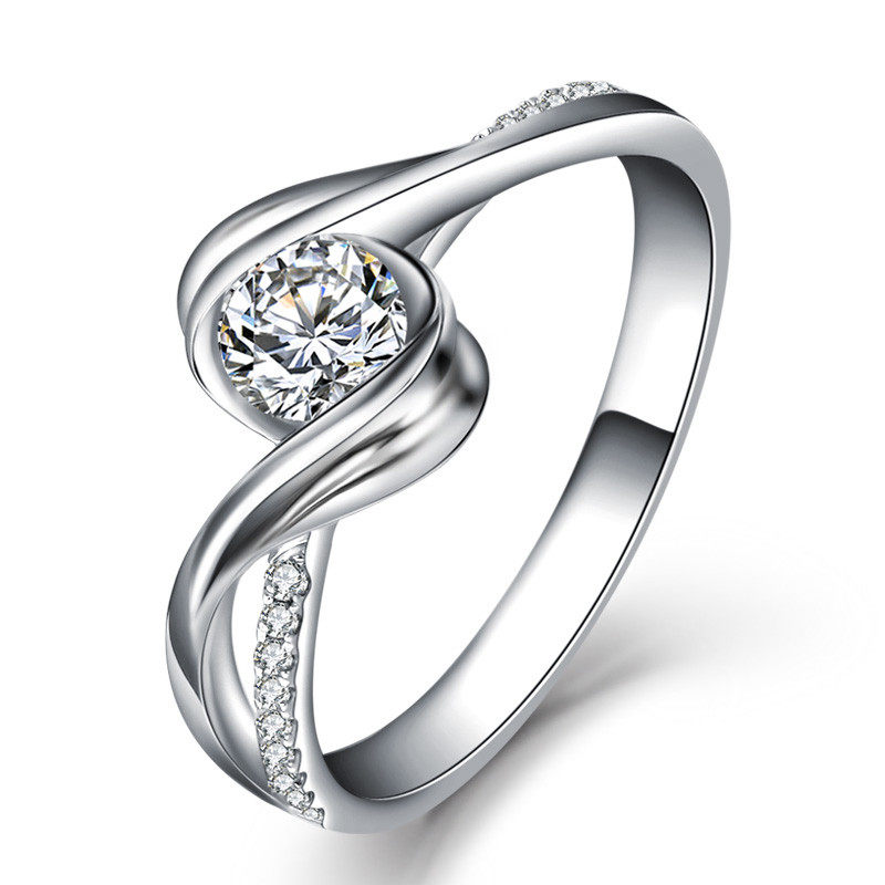 18K Gold Diamond Ring Wedding Diamond Ring Female Kra Courting Wedding Engagement Ring Snowflake Explicit Drilling Group Inlaid