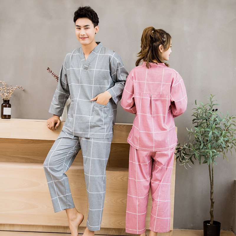 Dài tắm hơi phù hợp với một bộ đầy đủ của 100cotton tinh khiết tắm dễ thương phù hợp với yêu phụ nữ bông nam mất nano hấp mồ hôi.