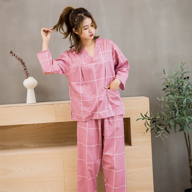 Dài tắm hơi phù hợp với một bộ đầy đủ của 100cotton tinh khiết tắm dễ thương phù hợp với yêu phụ nữ bông nam mất nano hấp mồ hôi.