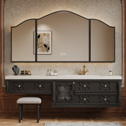 French Retro Slate Hot-Bent Bathroom Cabinet Dresser Integrated Cabinet Bathroom Wash Basin Cabinet Combination