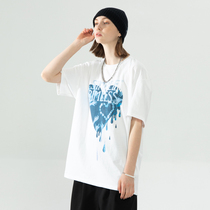 (Hillina Yaotong) SRS Water Drop Caring Short sleeves State Tide Easing Trend Pure Cotton Lovers Summer T-Shirt