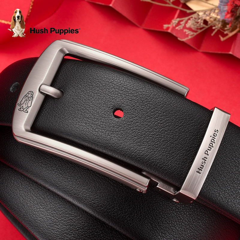 Hush Puppies belt men's leather pin buckle head layer pure cowhide men's belt business casual all-match pants with tide