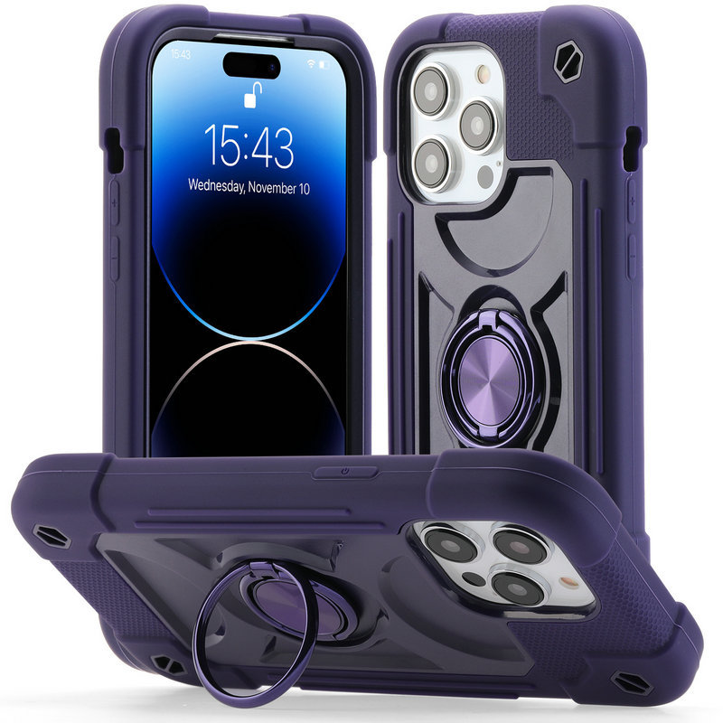 Thickened Silicone Three-Proof Armor Phone Case for iPhone 17/16 Pro Max, Suitable for Apple 15 Pro Max, Full Coverage Anti-Drop, Soft Rubber Hard Shell for 14 Plus, Three-In-One Case with Ring Holder for 11, Back Cover for 12