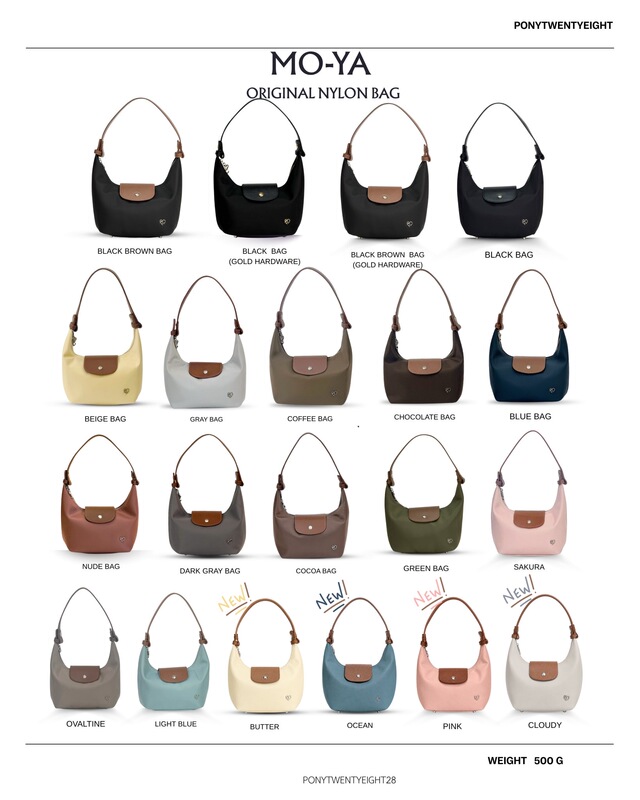 Thai Designer Brand Ponypony Nylon Bag, One Bag with Three Ways to Carry: Shoulder, Crossbody, Underarm