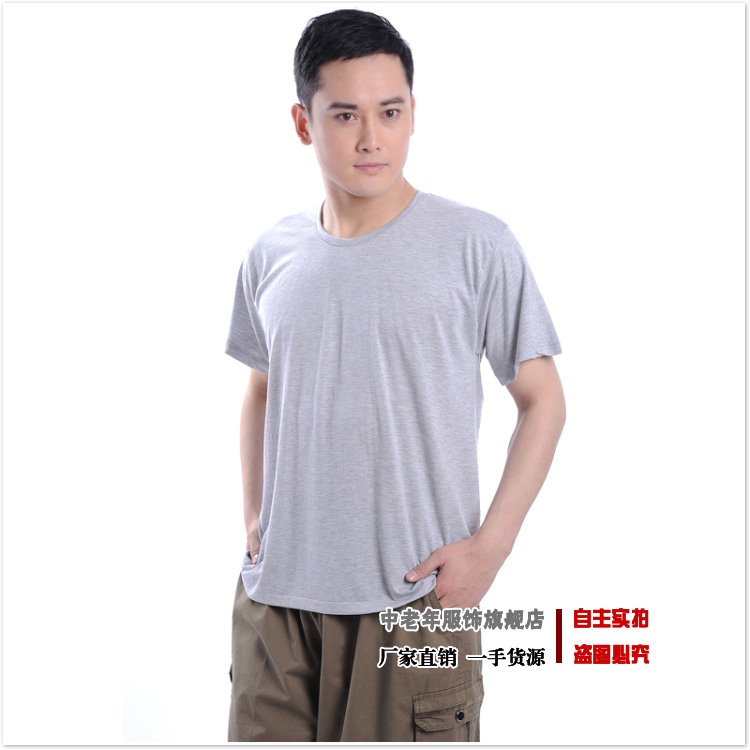 Mùa hè trung niên và người đàn ông lớn tuổi của trắng vest cotton ông già của áo loose ông già ngắn tay t-shirt cotton daddy