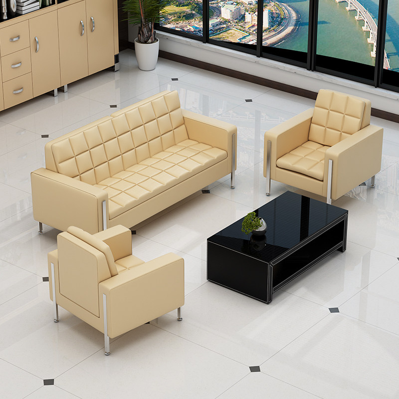 Office sofa Business reception room Guest Area Brief Modern Trio Place Office Sofa Suit Tea Table Combinations