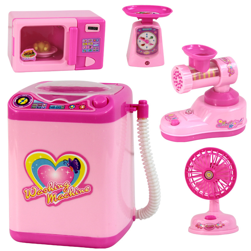 Teenage Girl Child Washing Machine Toy Sound Small Fridge Cute Little Princess Gallows for Cooking Machine Little Princess Cooking