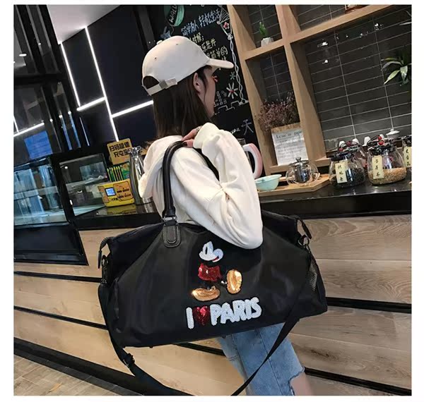 2019 thời trang mới túi du lịch phong cách châu Âu và Mỹ sequin không thấm nước Mickey Mouse Fitness túi - Túi du lịch túi đeo chéo nam