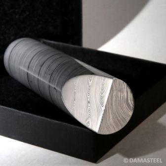 Knife steel bar, twisted grain, diameter 20, Swedish powdered Damascus steel