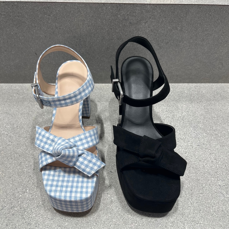 26 Spring and Summer New Cherlte&Khllt Women's Square-Toe Bow-Knot Platform Thick-Soled High-Heeled Sandals 60580329