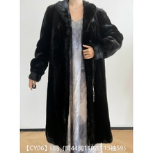 CY06L Pure Black Reverse Fur Extra Long Mink Coat with Vintage Fur Polo Neck and Bubble Sleeves