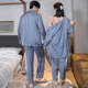 Lezimeng Spring and Autumn Ice Silk Couple Pajamas Feminine Lace Three-piece Home Clothing Men's suit