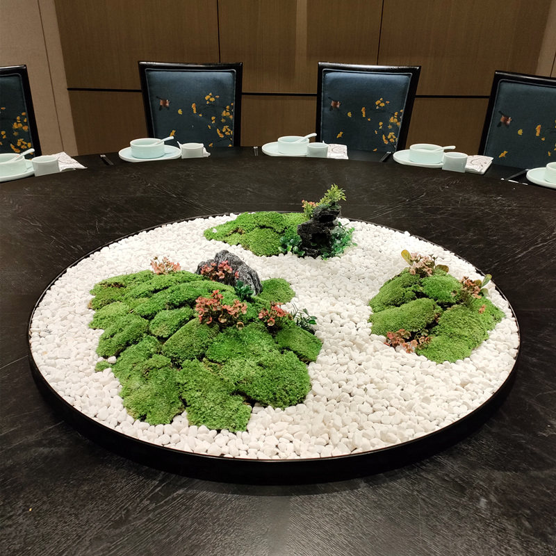 Flowers in the middle of the dining table high-end hotel restaurant table electric turntable flower decorations miniature landscape table